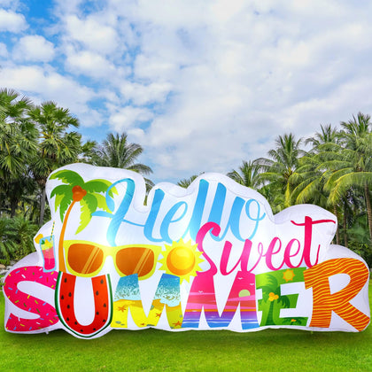 Halloscume summer inflatable outdoor decoration with multicolor letters for vibrant yard ambiance.