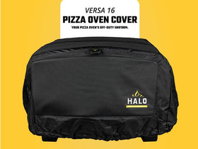 HALO Versa 16 pizza oven cover custom fit present on Versa 16 oven.