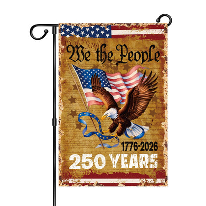 HALOSWASUN We The People 250 Years flag front view featuring bald eagle and flag for outdoor display.