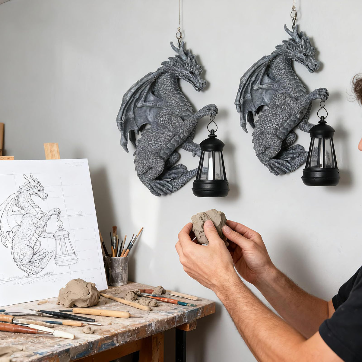 Halovin compact 9.4-inch dragon garden statue fits small spaces.