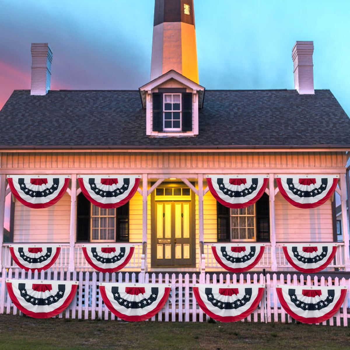 Halovin flags create a celebratory mood for Memorial Day and 4th of July.