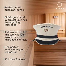 Halsa sauna hat one-size-fit-all for universal comfort.