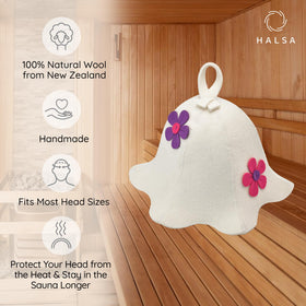 Halsa sauna hat wool texture close-up showing natural fibers and durability