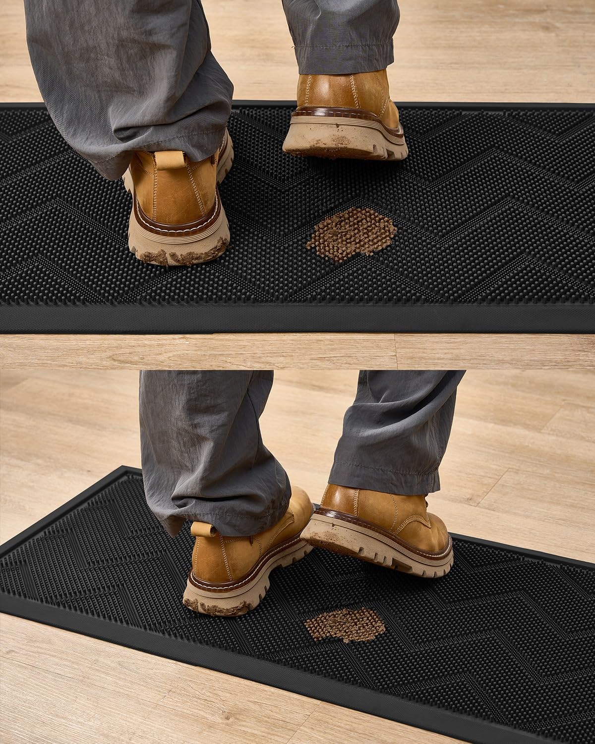 HAMARA rubber doormat features drain holes for quick outdoor drainage