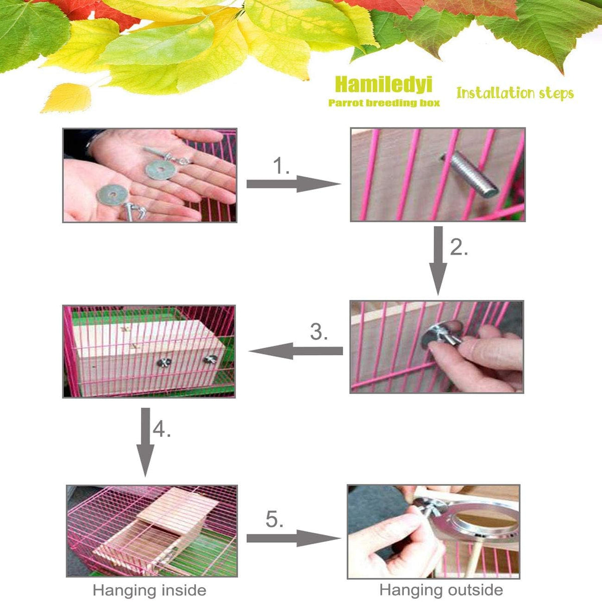 Hamiledyi bird nesting box clean side opening enables easy bedding.