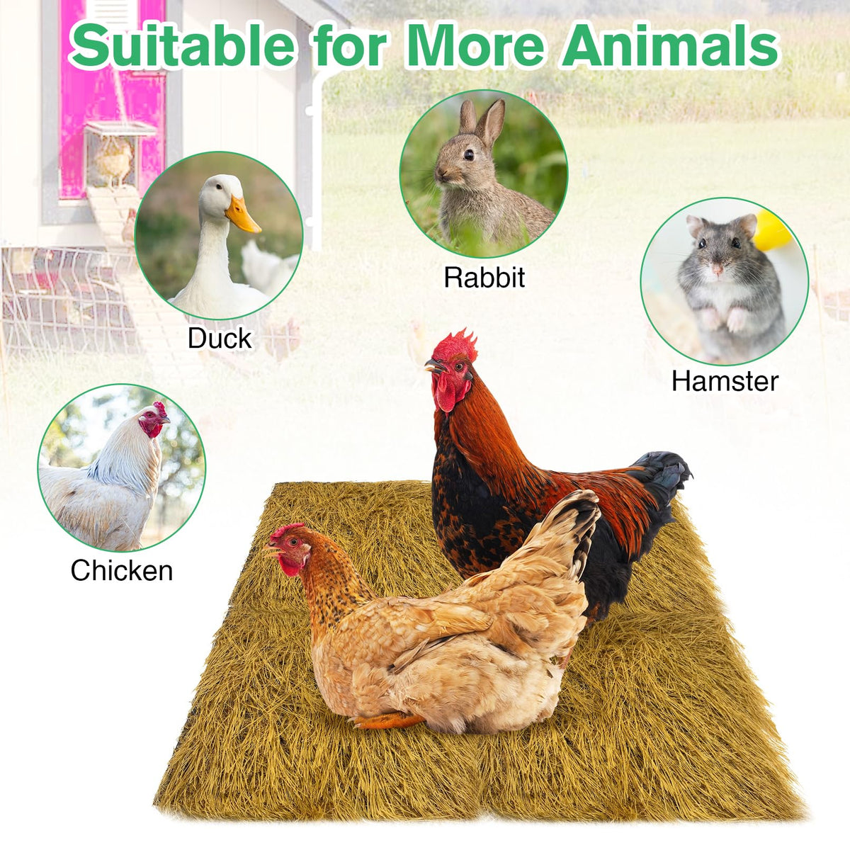 Versatile indoor/outdoor mat for coops, runs, and gardens