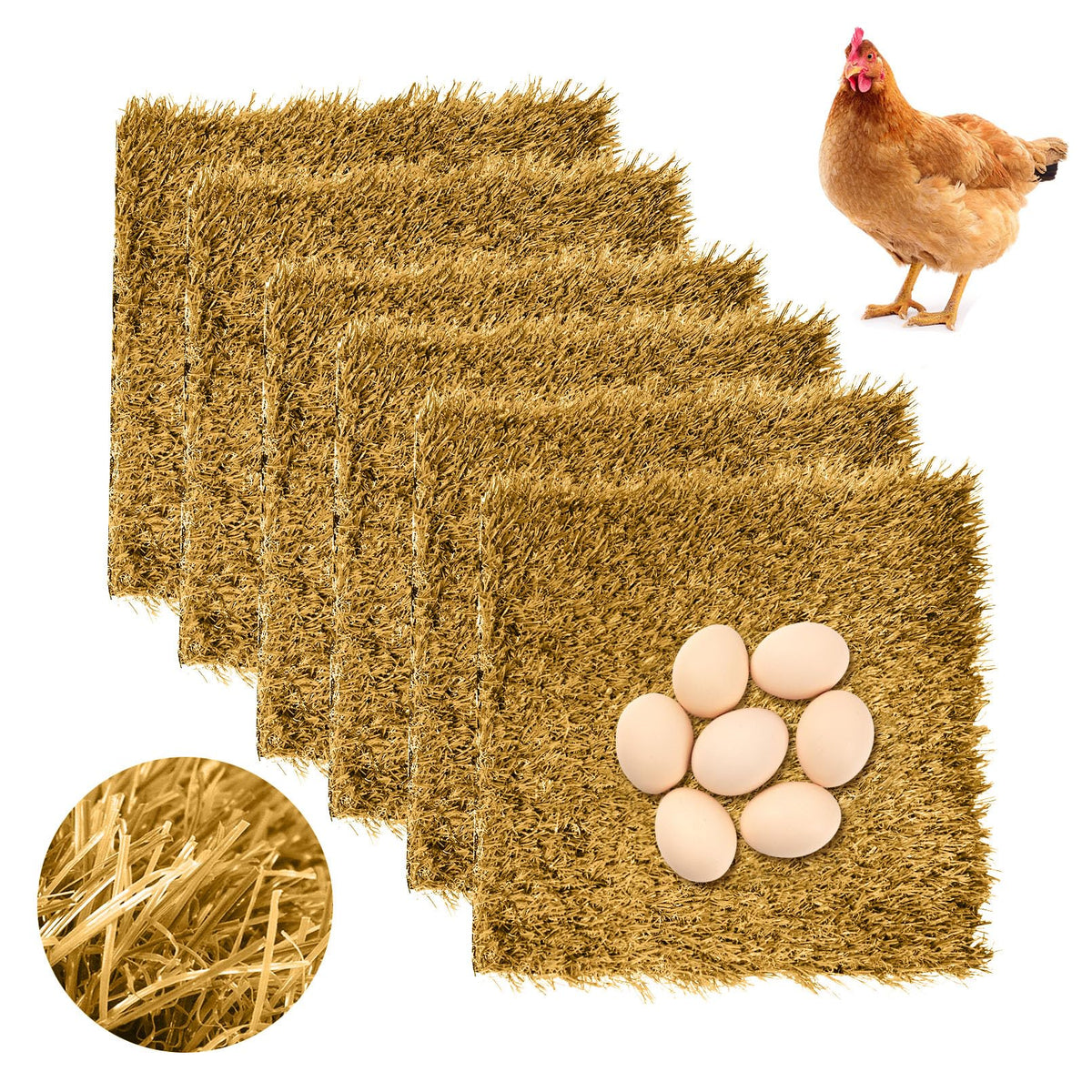 Hamiledyi 12x12 grass nest mat offers soft, comfortable nesting for hens