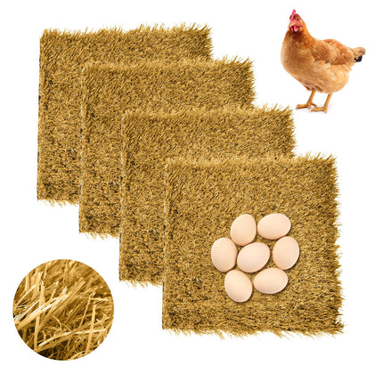Hamiledyi nesting pads with artificial grass 12x12, 4-pack, cozy coop comfort and easy maintenance