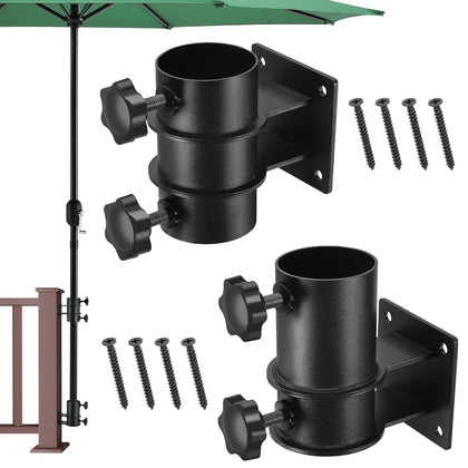 Hammrit deck umbrella mount with two clamps provides stable support for windy patios