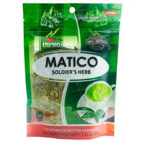 Hanan Matico tea leaves shown loose for a caffeine-free relaxing ritual.