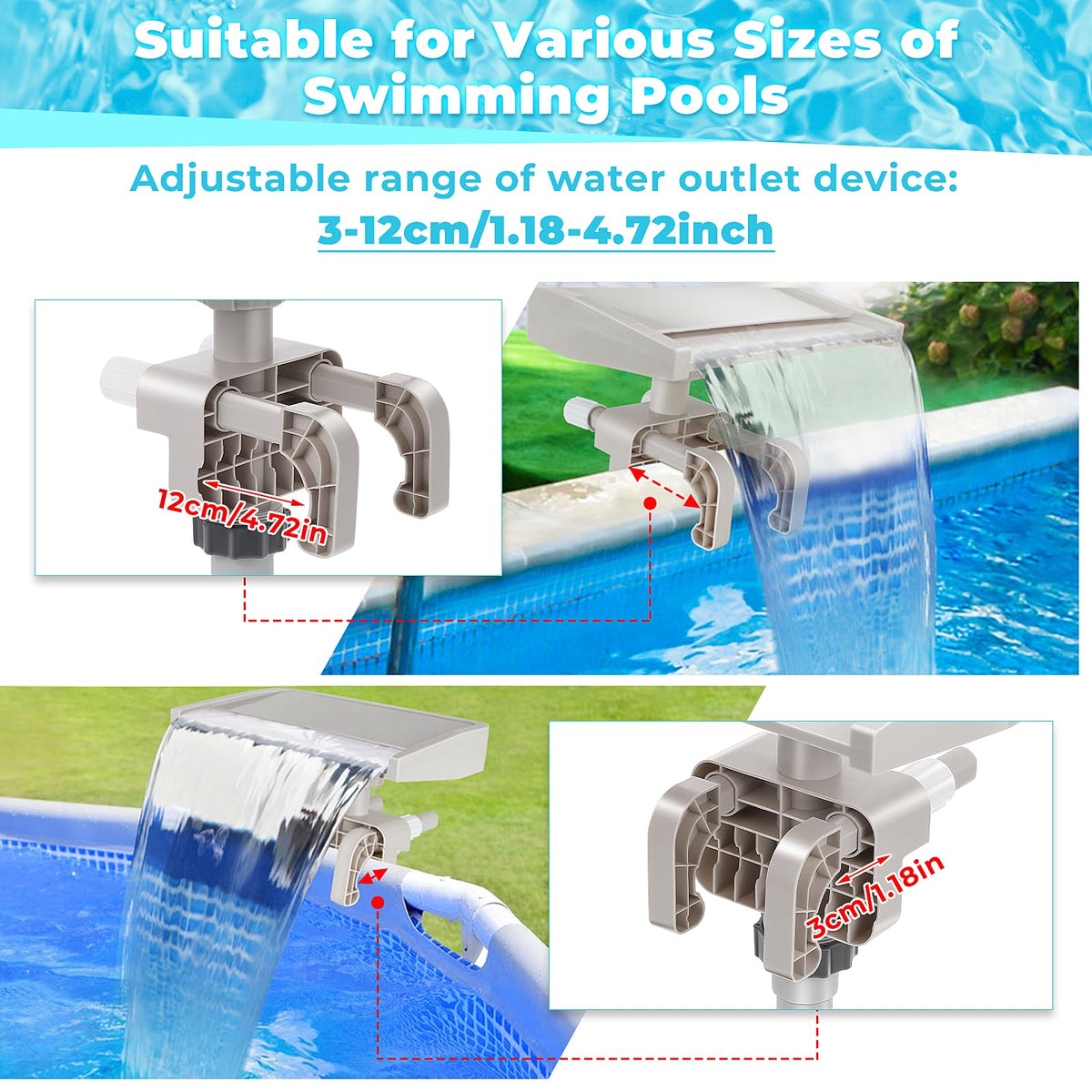 Hanaoyo fountain clamps mounted on pool edge for easy setup
