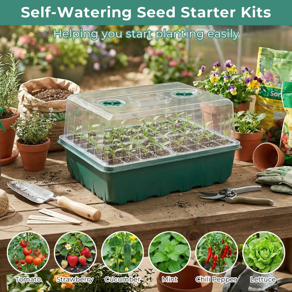 Hanaoyo stackable trays maximize space for orderly seed starting.