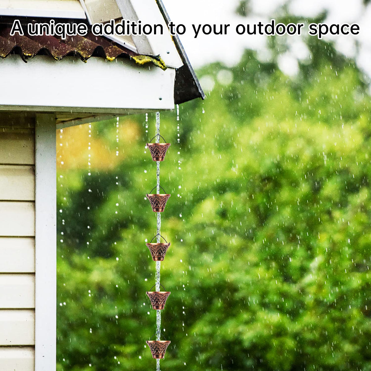 HANAYARD easy installation of the 8.5 ft rain chain