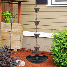 HANAYARD rain chain as outdoor decor mounted on wall