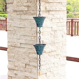HANAYARD easy installation rain chain connects roof to garden path