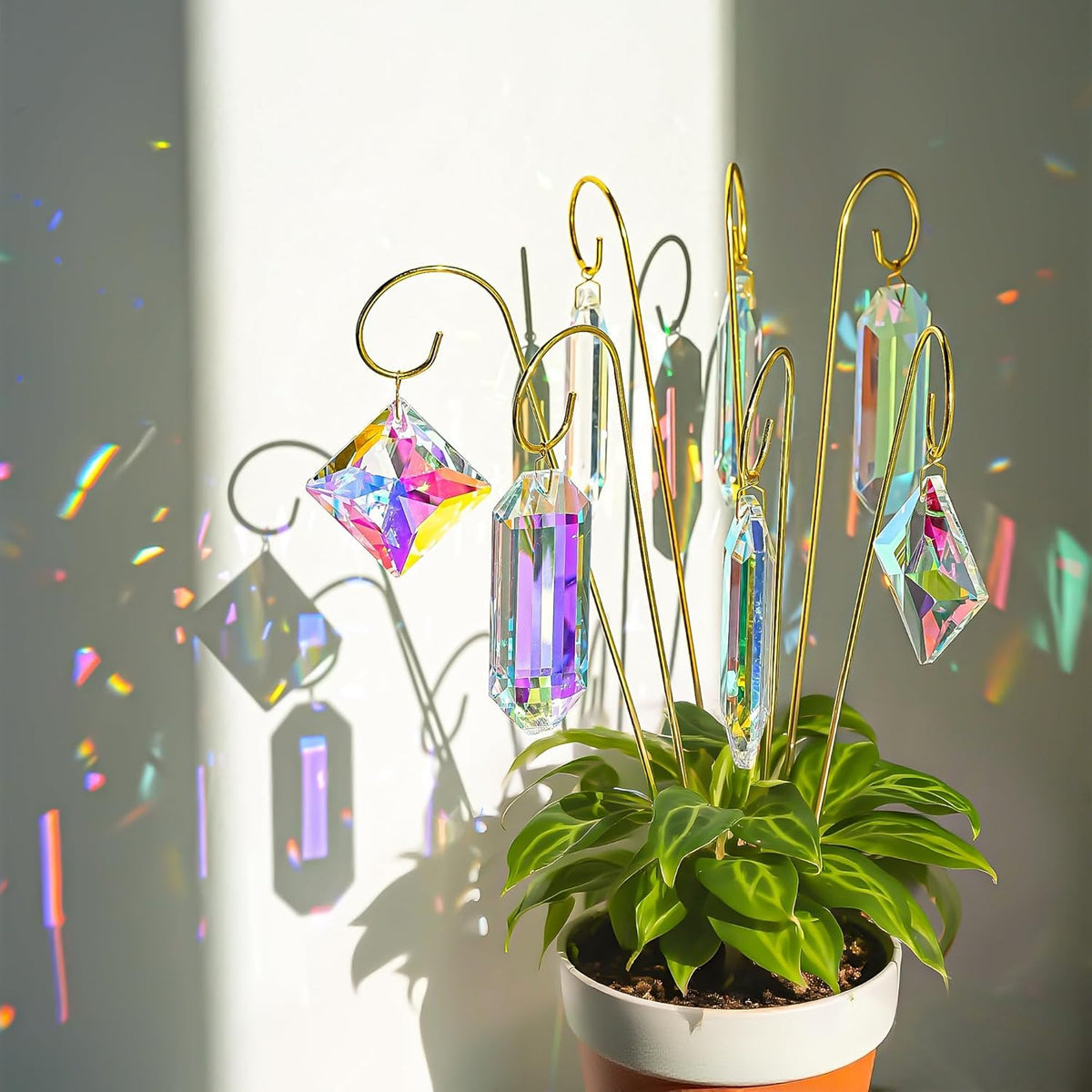 H&D HYALINE & DORA 7 pack AB crystal suncatchers create vivid prisms in sunlight