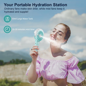 HandFan spray mist output delivers refreshing hydration-like mist