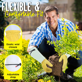 HANDLANDY Rose Pruning Gloves cowhide sleeve shields forearms from scratches.