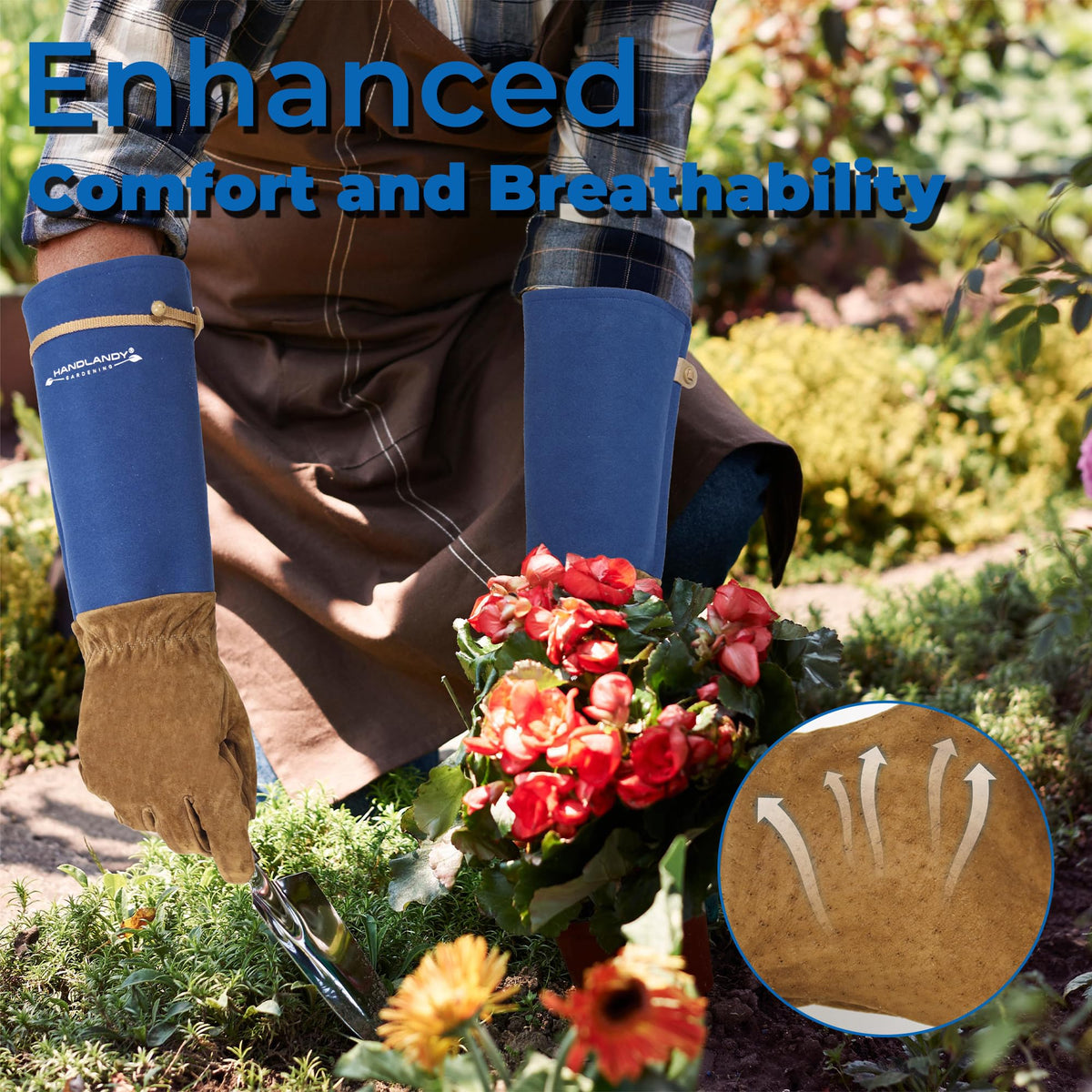 HANDLANDY breathable pigskin gloves keep hands cool during summer tasks