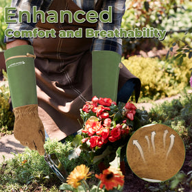 HANDLANDY forearm protection gauntlet shields arms when reaching into dense foliage.