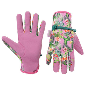 HANDLANDY gardening gloves for women offer breathable comfort in a pink front view for daily gardening.