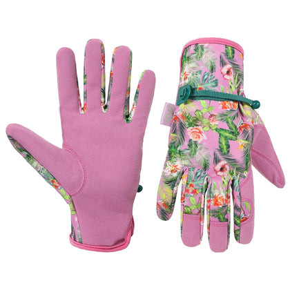 HANDLANDY gardening gloves for women offer breathable comfort in a pink front view for daily gardening.