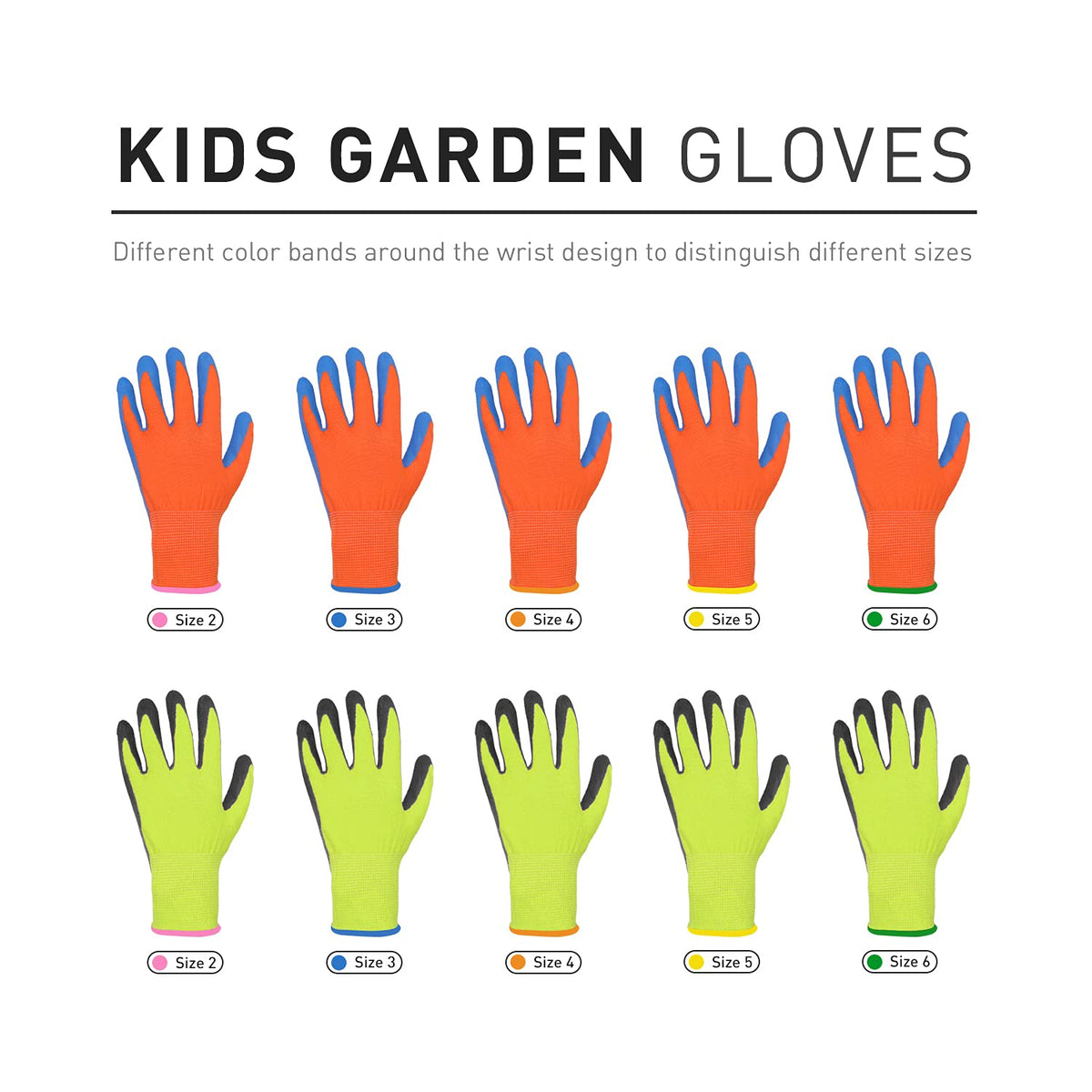 HANDLANDY 3-pack kids gloves provide sizes for growing hands during garden tasks.