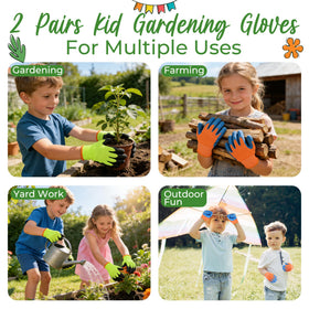 Vibrant Handlandy gloves support gardening, crafts, and outdoor play with durable design.
