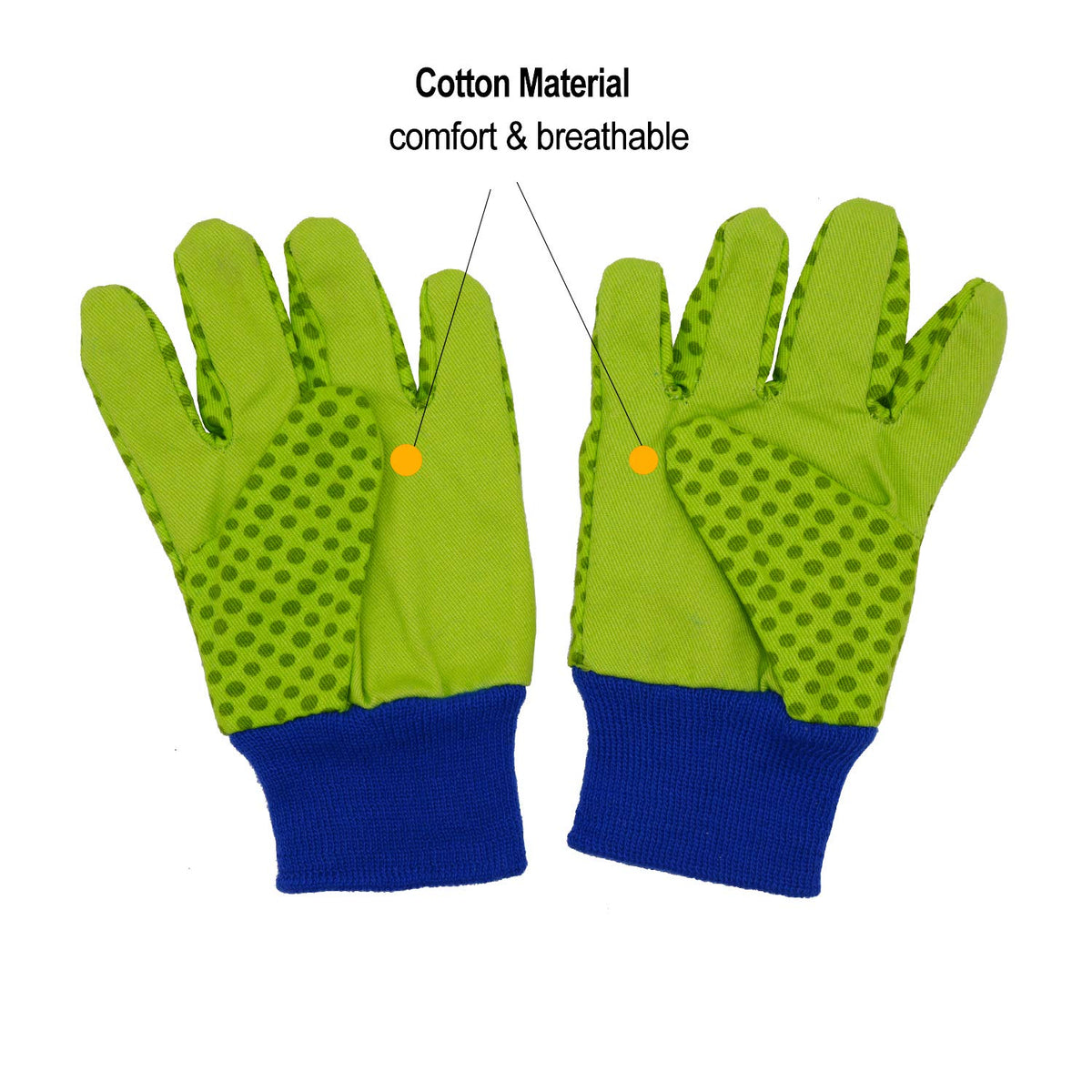 HANDLANDY kids gardening gloves with green ladybug print, protects hands during dirtier tasks.