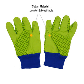 HANDLANDY kids gardening gloves with green ladybug print, protects hands during dirtier tasks.