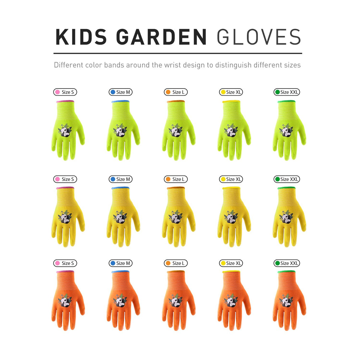 Kids wearing HANDLANDY gloves while digging or planting outdoors.