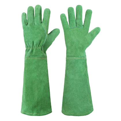 HANDLANDY leather gardening gloves in action protect hands during pruning and weeding tasks