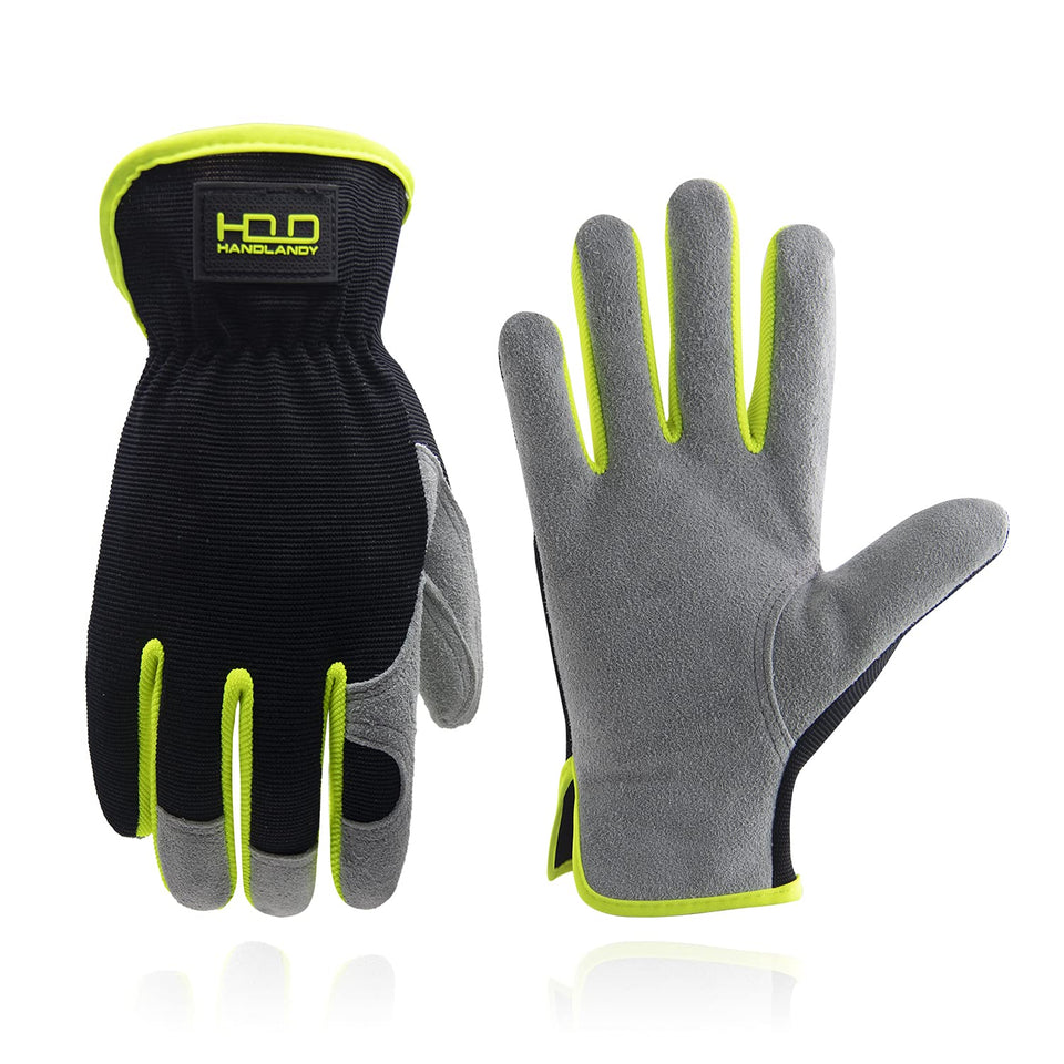 HANDLANDY leather gardening gloves show palm dexterity for precise grip