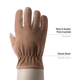 HANDLANDY leather gauntlets palm-padding enhances grip and comfort.