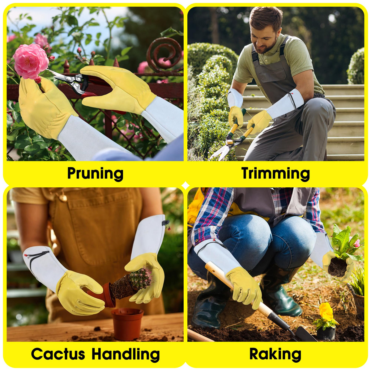 HANDLANDY Rose Pruning Gloves long leather gloves ideal for pruning and yard work.