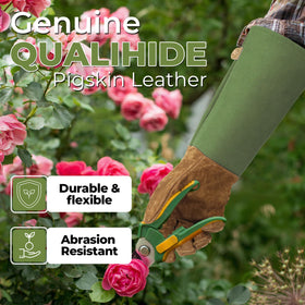 HANDLANDY pigskin leather glove shows durable material for tough garden tasks.