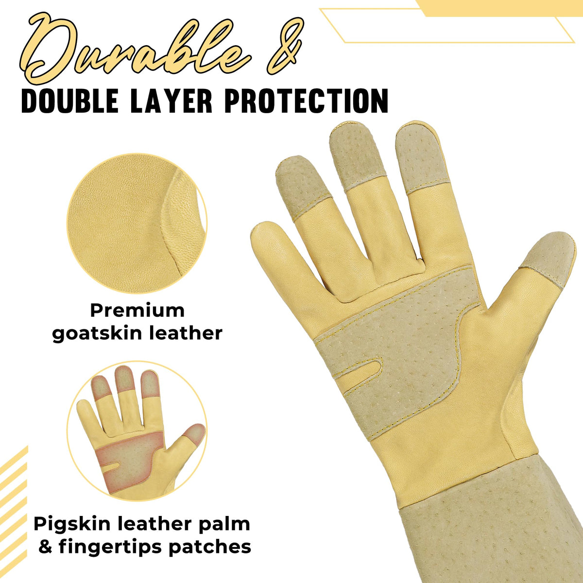 HANDLANDY Rose Pruning Gloves backhand view showing breathable, flexible design.