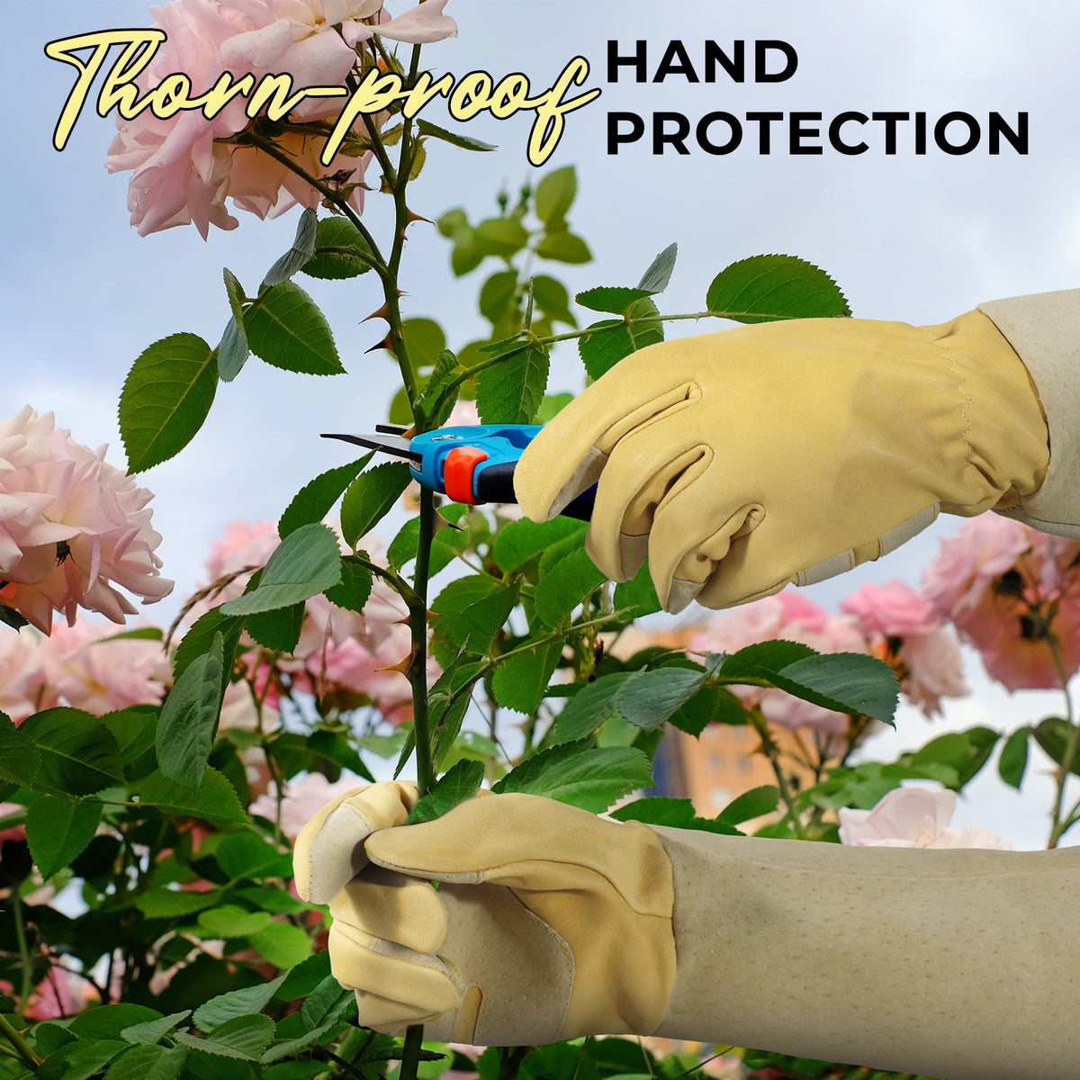 HANDLANDY Rose Pruning Gloves forearm sleeve detail for extended protection.