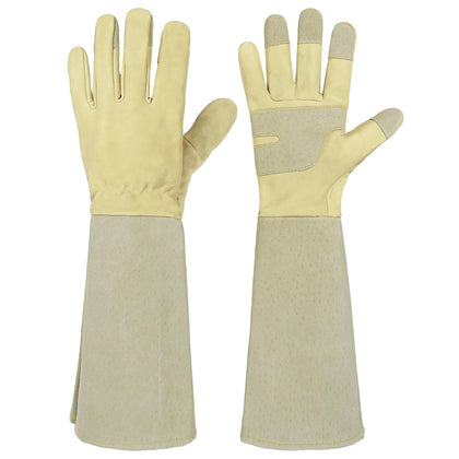 HANDLANDY rose pruning gloves with leather palm and back for flexible wear.