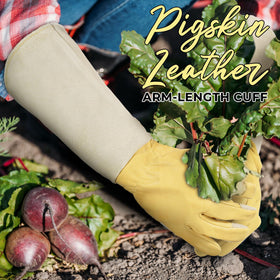 HANDLANDY Rose Pruning Gloves reinforced pigskin patches for durability in high-wear areas.