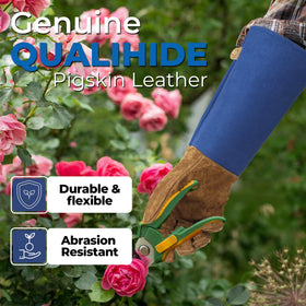 HANDLANDY rose pruning gloves with thorn-proof leather in action