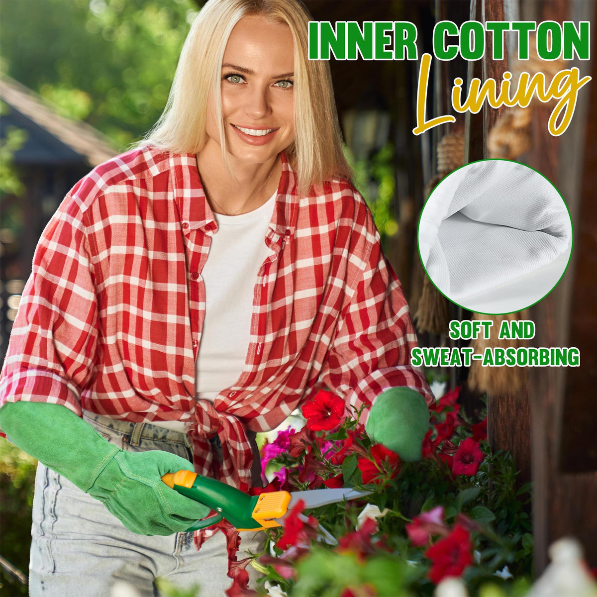 HANDLANDY split cowhide palm and back provides a firm grip for tools