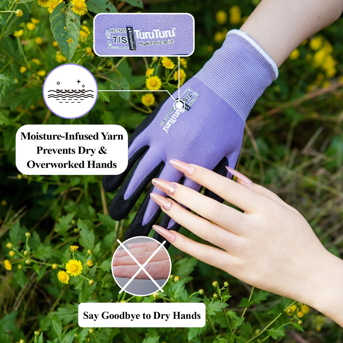 Breathable seamless shell keeps hands cool for planting and pruning with HandLove gloves.