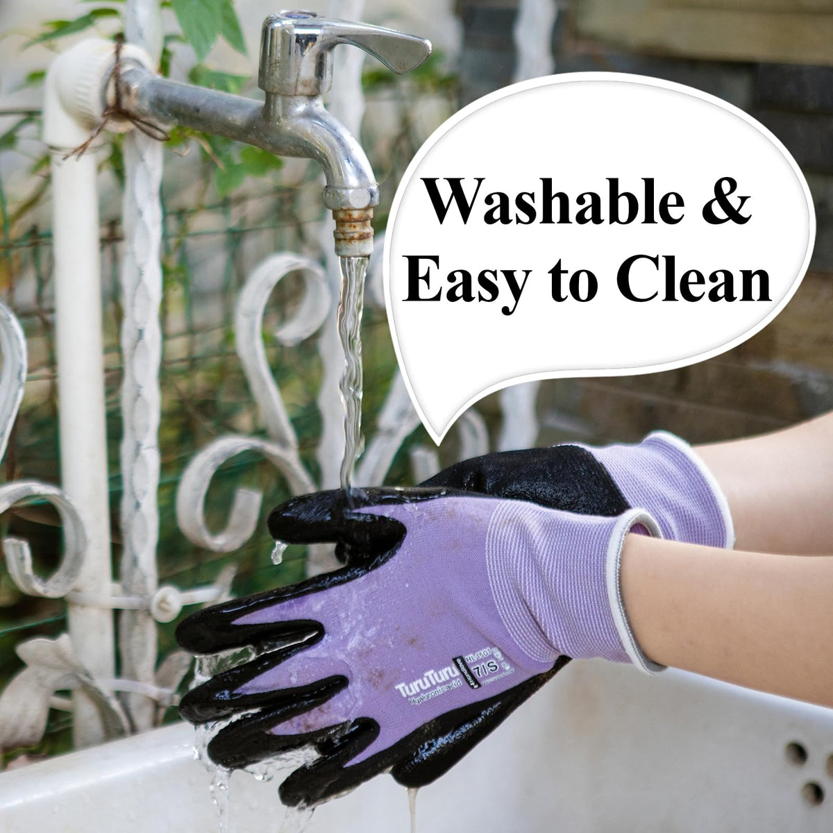 Lightweight, flexible HandLove glove design supports natural hand movement while gardening.