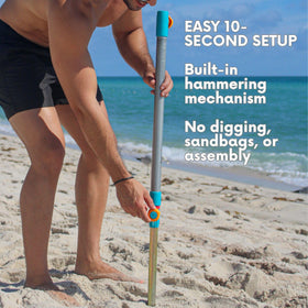 Handy Beach Goods wind stability test demonstrates secure shade in breeze.