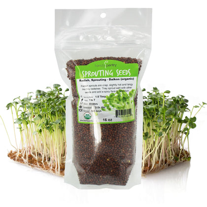 Handy Pantry radish sprouting seeds 1lb ready for indoor microgreens.