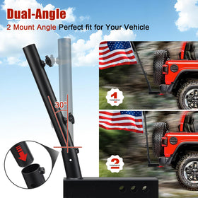 HANGMAICOME dual-angle hitch holder clears spare tires for better fit