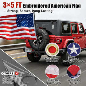 HANGMAICOME embroidered USA flag provides crisp, durable display