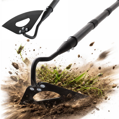 HANGMAICOME hollow garden hoe blade enables efficient weed root removal.