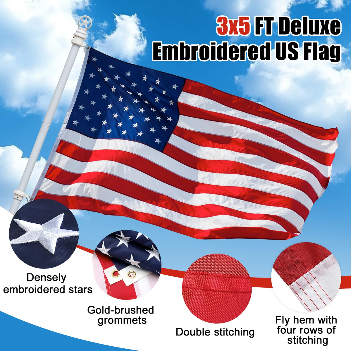 Hangmaicome star topper adds a bold patriotic finish to any exterior.